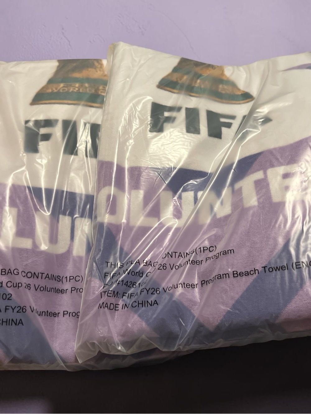 Set of two FIFA Volunteer Purple Beach Towel - Official Branding